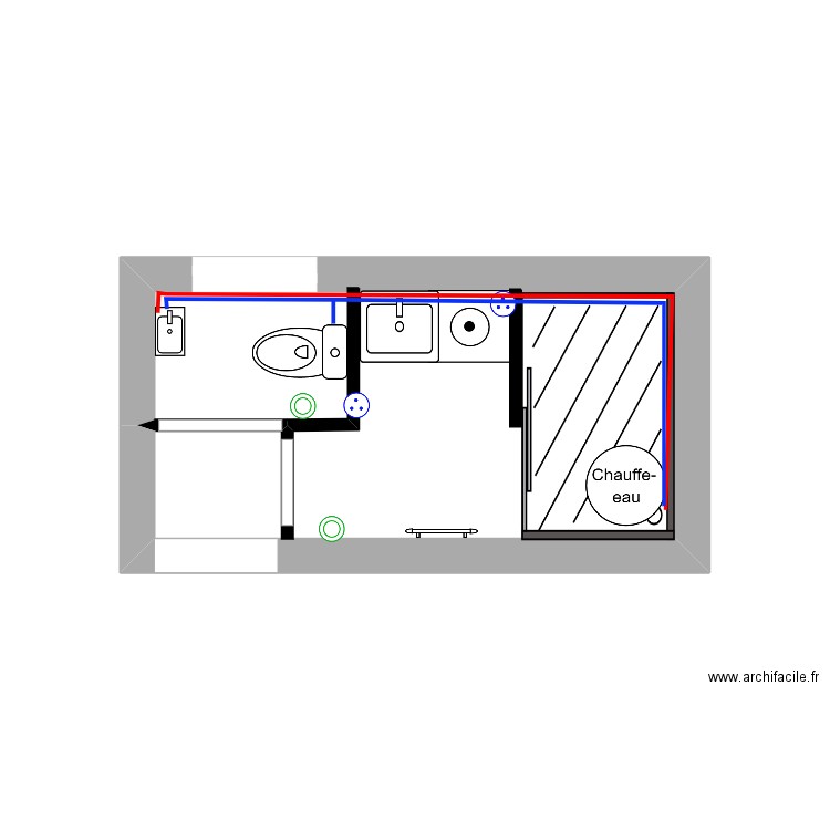 Salle de bain. Plan de 1 pièce et 7 m2