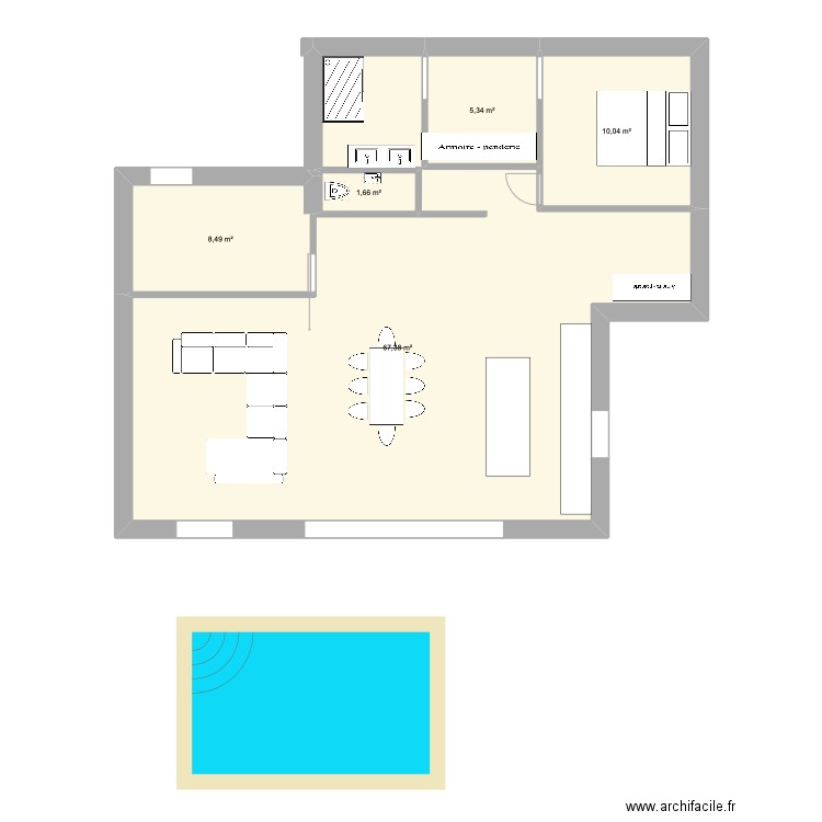 maison . Plan de 5 pièces et 93 m2