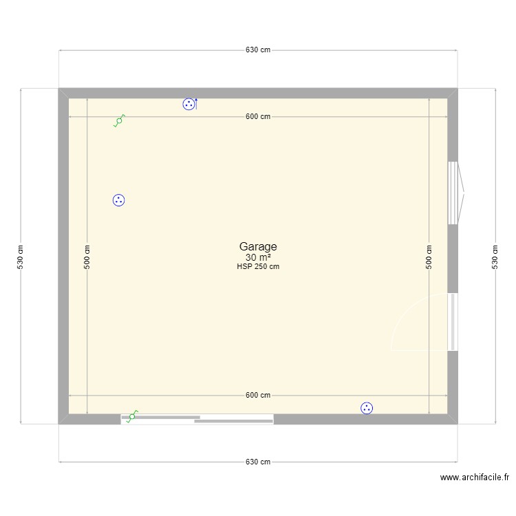 plan garage 30M2 . Plan de 1 pièce et 30 m2