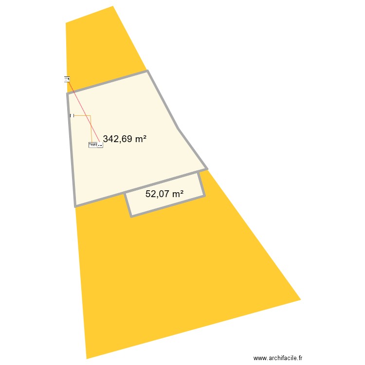 rdv fermier. Plan de 2 pièces et 395 m2