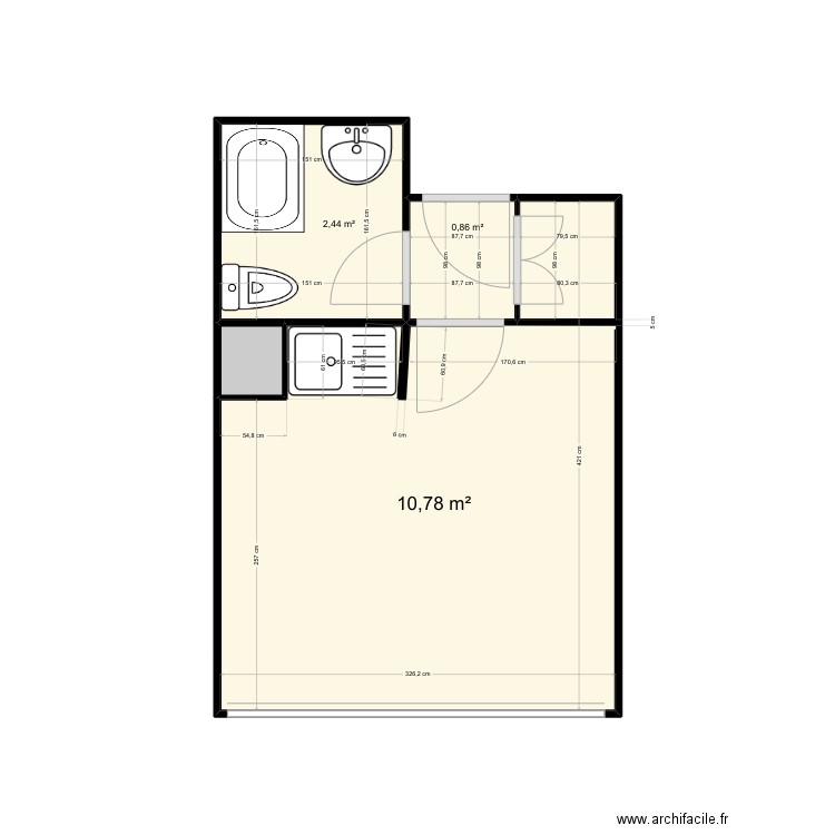 Studio Les Ménuires. Plan de 4 pièces et 14 m2