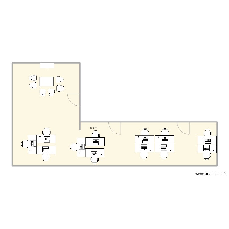 Bureau Satina. Plan de 1 pièce et 89 m2