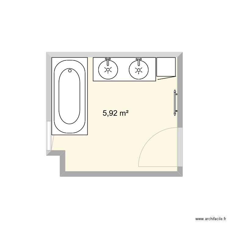 salle de bain. Plan de 1 pièce et 6 m2