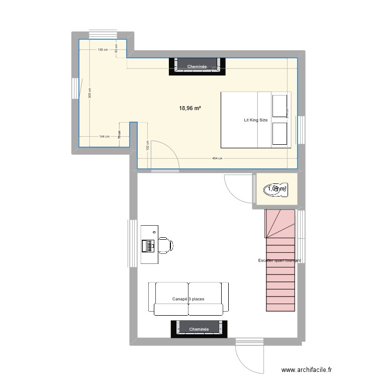 ruguellou v3. Plan de 2 pièces et 20 m2