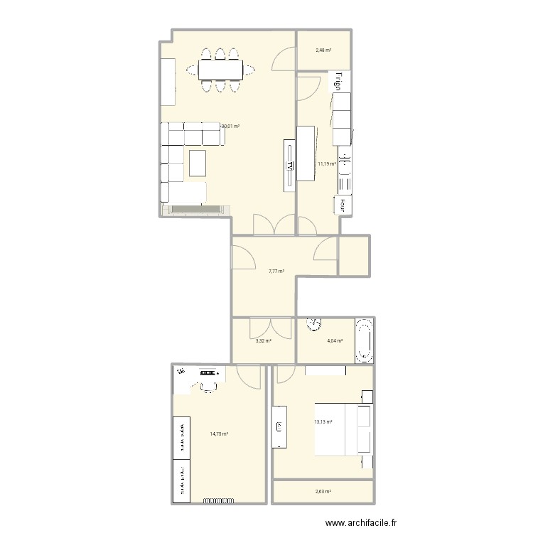 Maison. Plan de 9 pièces et 89 m2