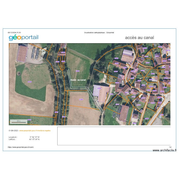 accès au canal du moulin d'alos. Plan de 0 pièce et 0 m2