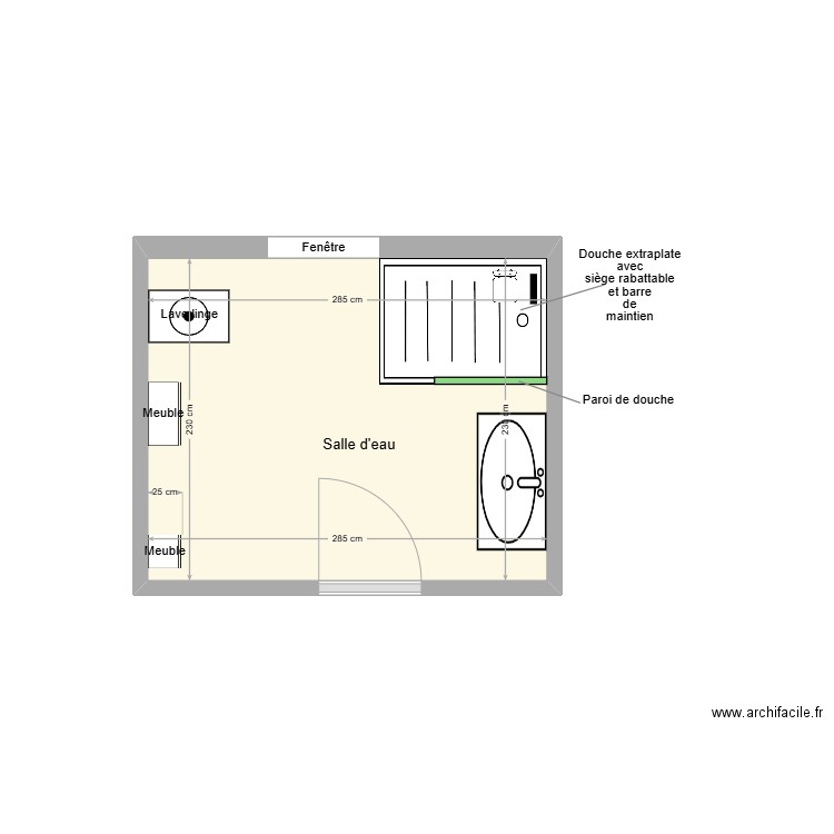 FAURE Guy Salle d'eau adaptation. Plan de 1 pièce et 7 m2