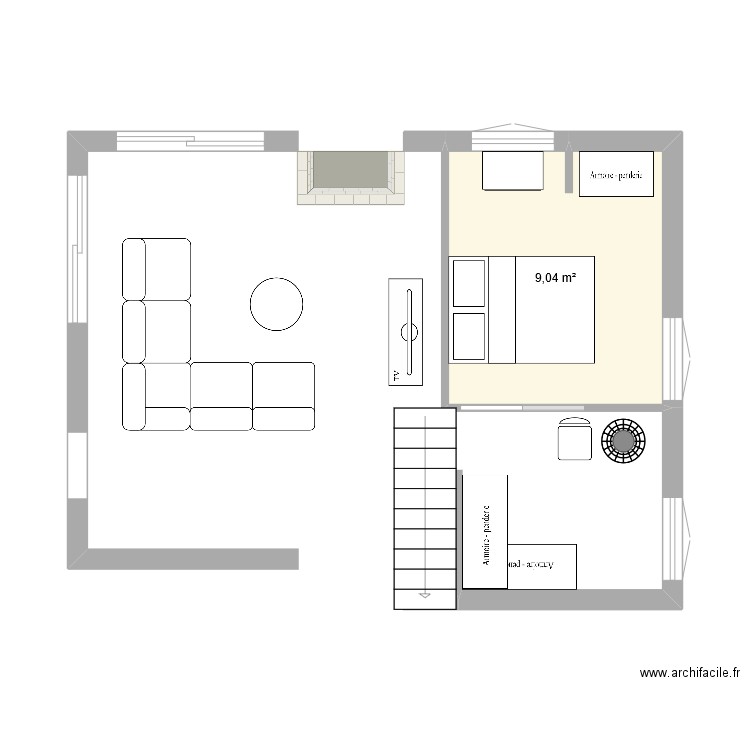 591 bis. Plan de 1 pièce et 9 m2