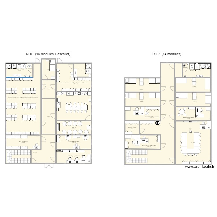 CIS Jonzac Modulaire. Plan de 25 pièces et 455 m2