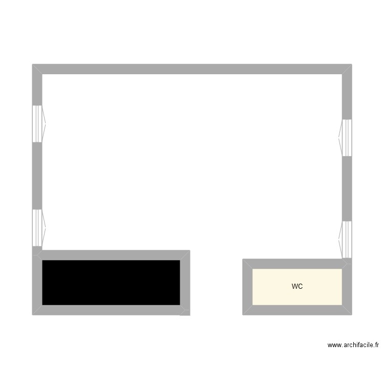 rdc. Plan de 2 pièces et 7 m2