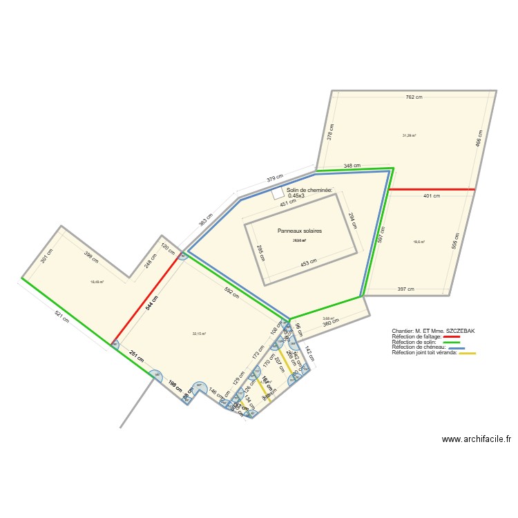 Plan SZZCZEBAK. Plan de 10 pièces et 168 m2