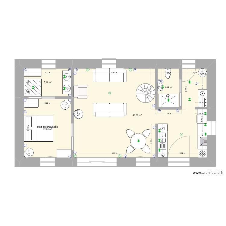 Brehat Rez de chaussée VF (3). Plan de 4 pièces et 72 m2