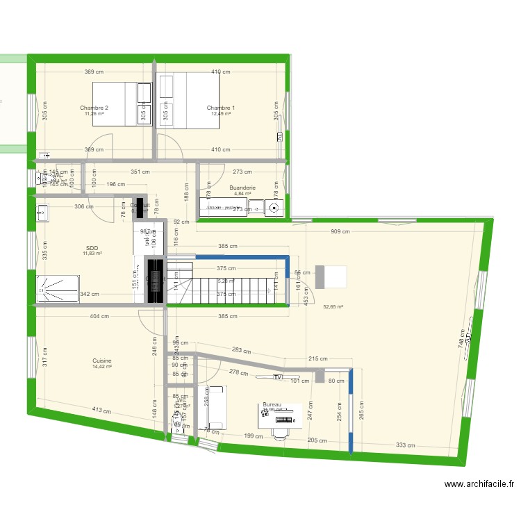 Café Garnier Mesuré RDC initial. Plan de 23 pièces et 263 m2