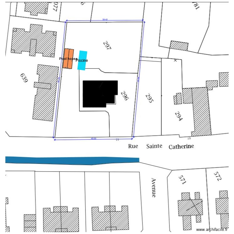 Piscine LESCAR. Plan de 1 pièce et 35 m2