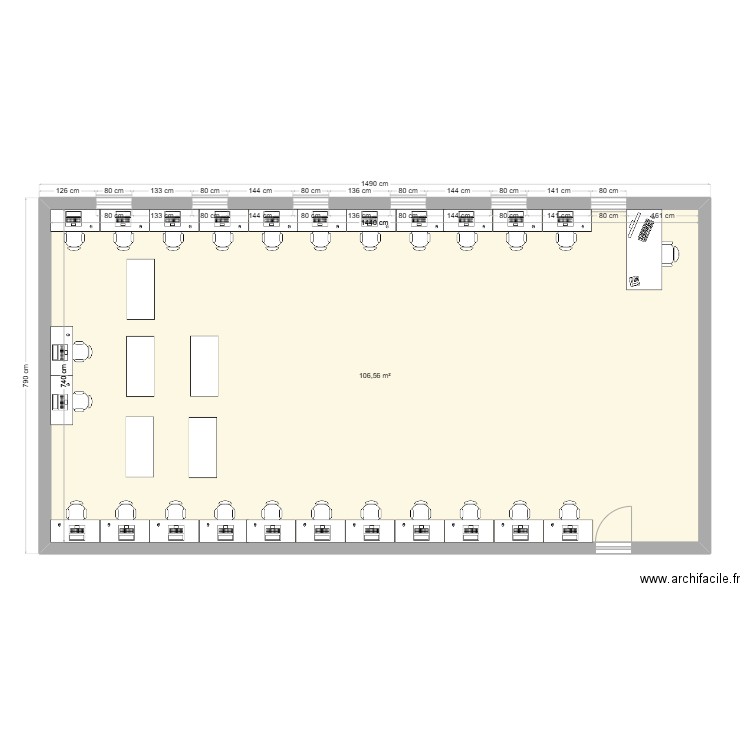 a moité fini. Plan de 1 pièce et 107 m2