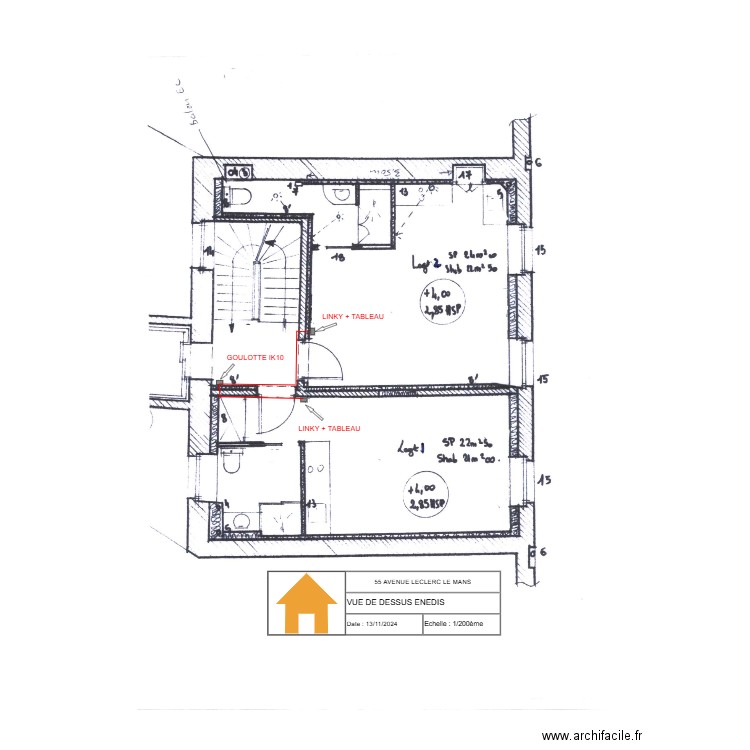 VUE DESSUS R+1. Plan de 0 pièce et 0 m2