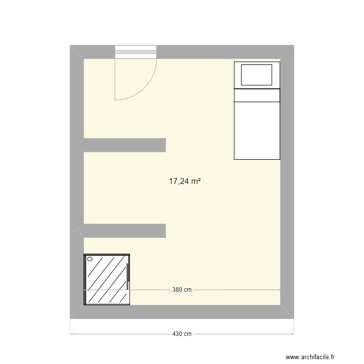 Chambre. Plan de 1 pièce et 17 m2