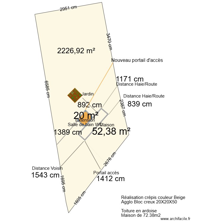 Plan de masse Actualiser. Plan de 2 pièces et 72 m2