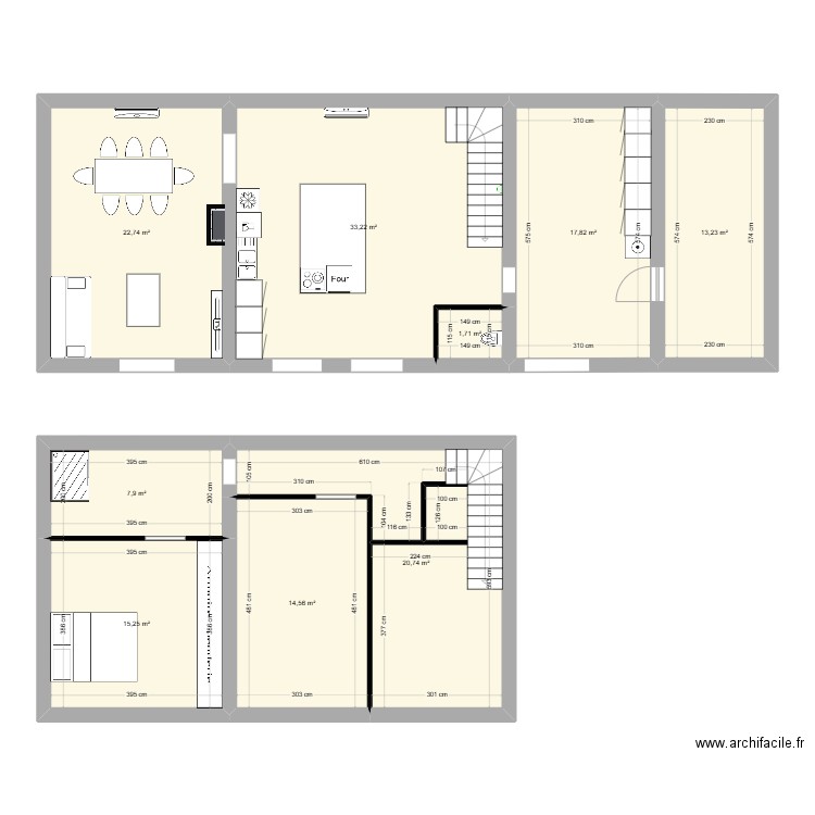 RDC Geyssans. Plan de 9 pièces et 147 m2