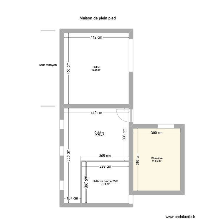 RANCHOUX Freddy. Plan de 4 pièces et 55 m2