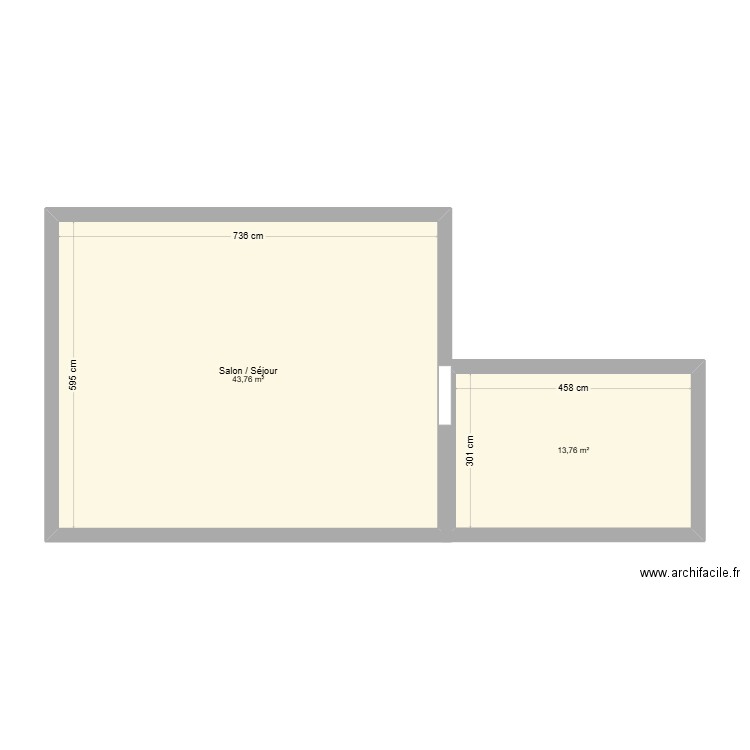 Maison. Plan de 2 pièces et 58 m2