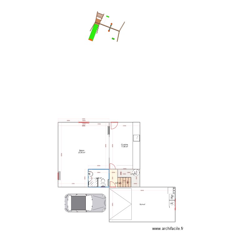 Taupont. Plan de 6 pièces et 61 m2