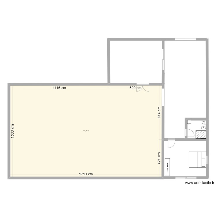 extension. Plan de 1 pièce et 177 m2