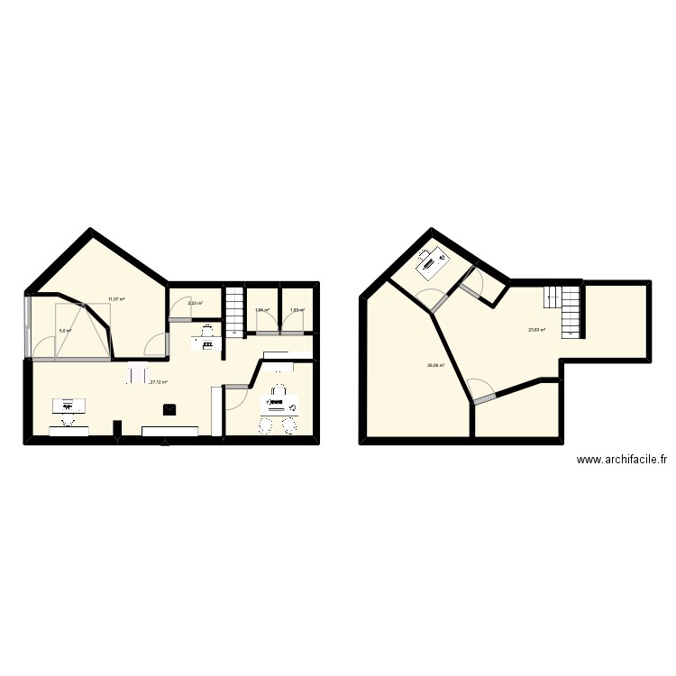 Agence Championnet. Plan de 9 pièces et 108 m2