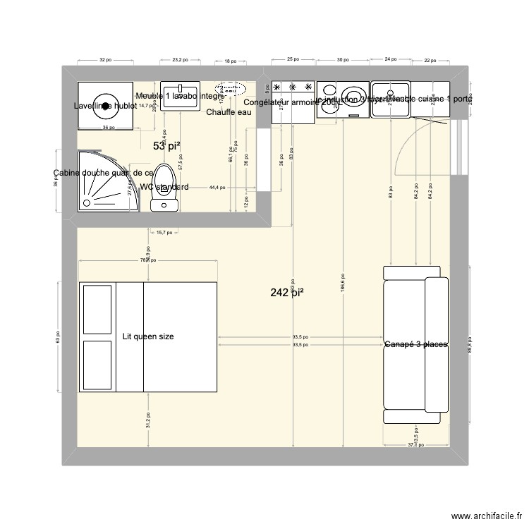 camping. Plan de 2 pièces et 27 m2