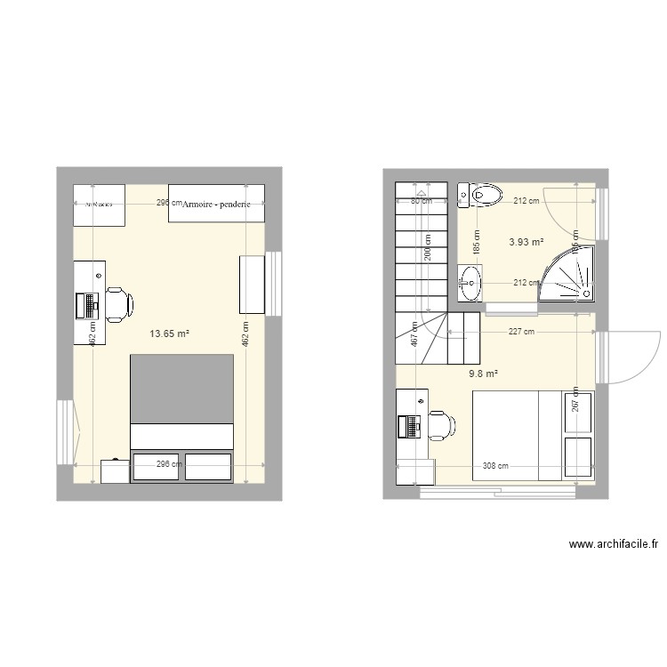 Nouvelle chambre. Plan de 3 pièces et 27 m2