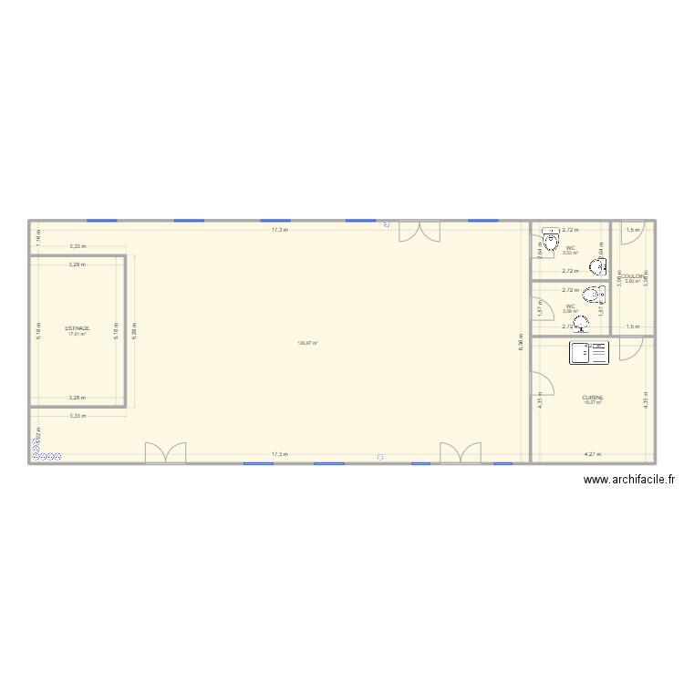 SALLE LOUCHES. Plan de 6 pièces et 179 m2