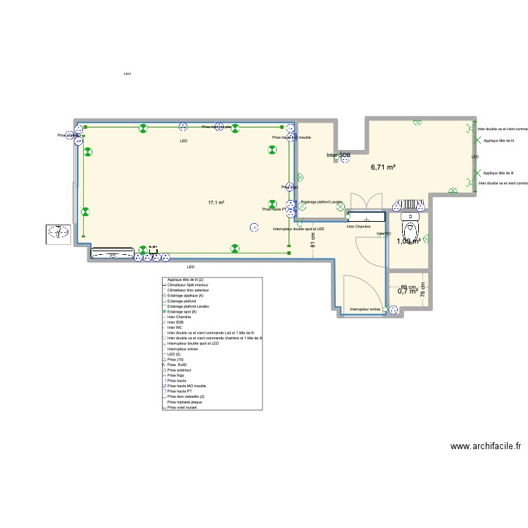 projet PAM PAM 5 électricité. Plan de 4 pièces et 26 m2