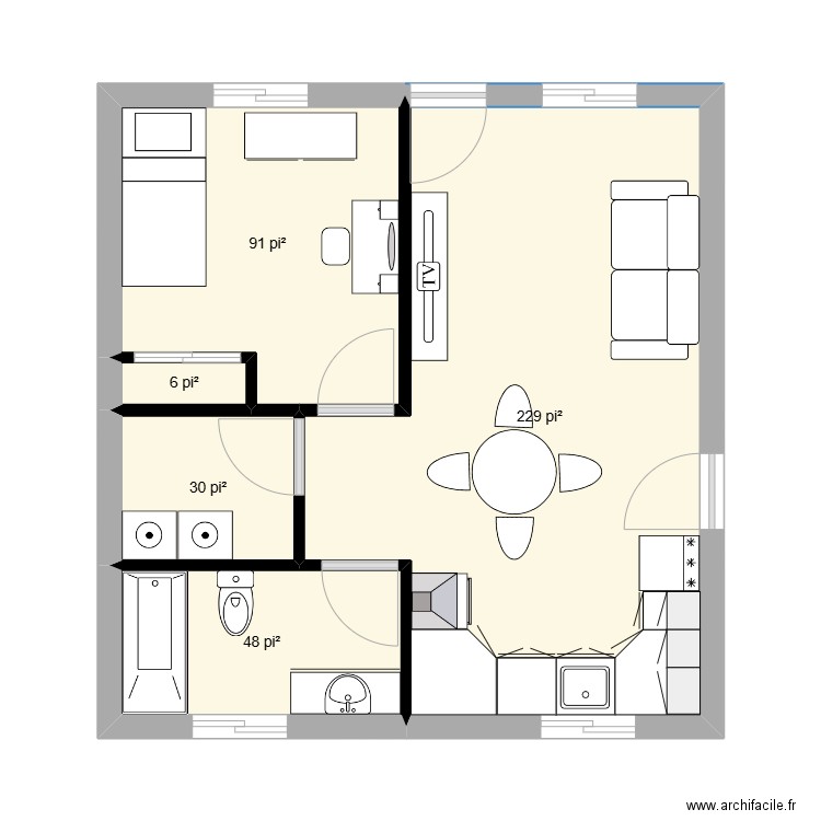 Maison 1. Plan de 5 pièces et 38 m2