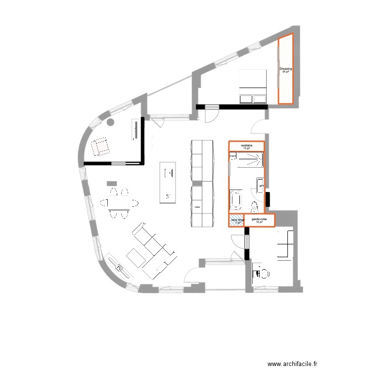 scenario 1. Plan de 4 pièces et 6 m2