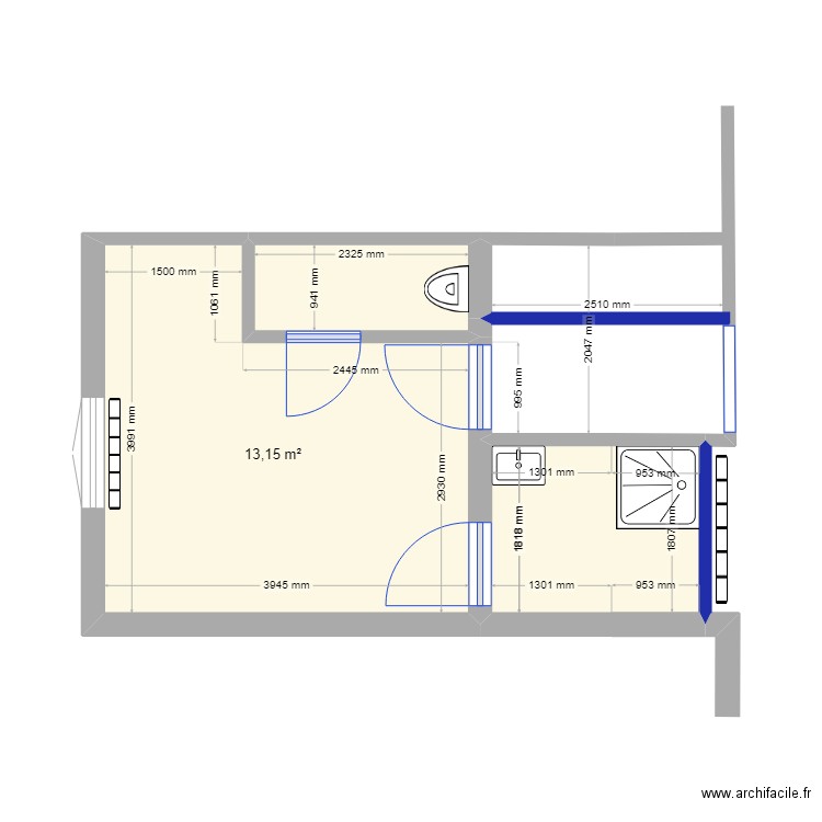 clos de la senne v3. Plan de 3 pièces et 19 m2