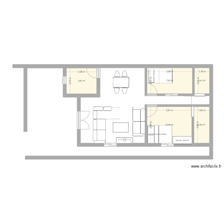 plan sous sol. Plan de 5 pièces et 28 m2