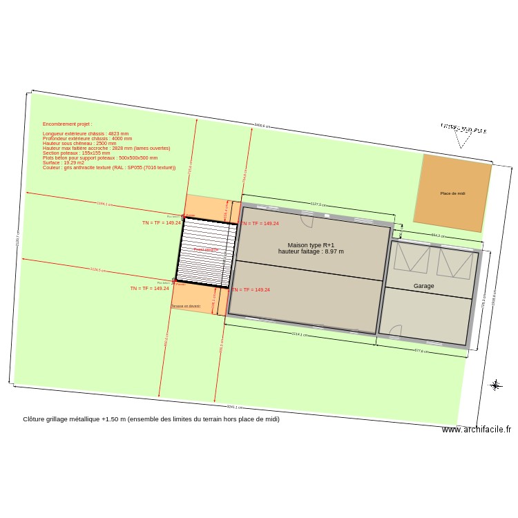 DP2 - Plan de masse V2. Plan de 2 pièces et 128 m2