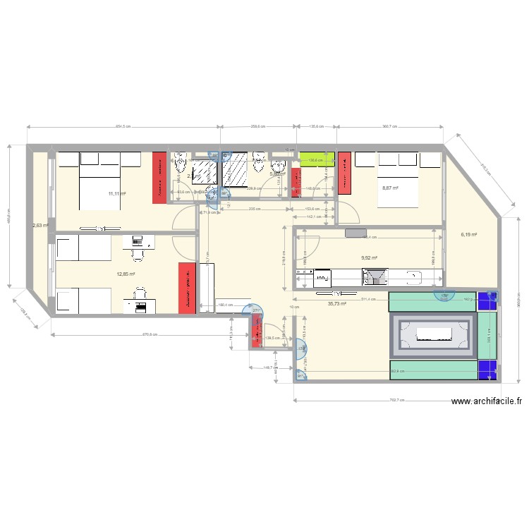 PLAN1. Plan de 9 pièces et 96 m2