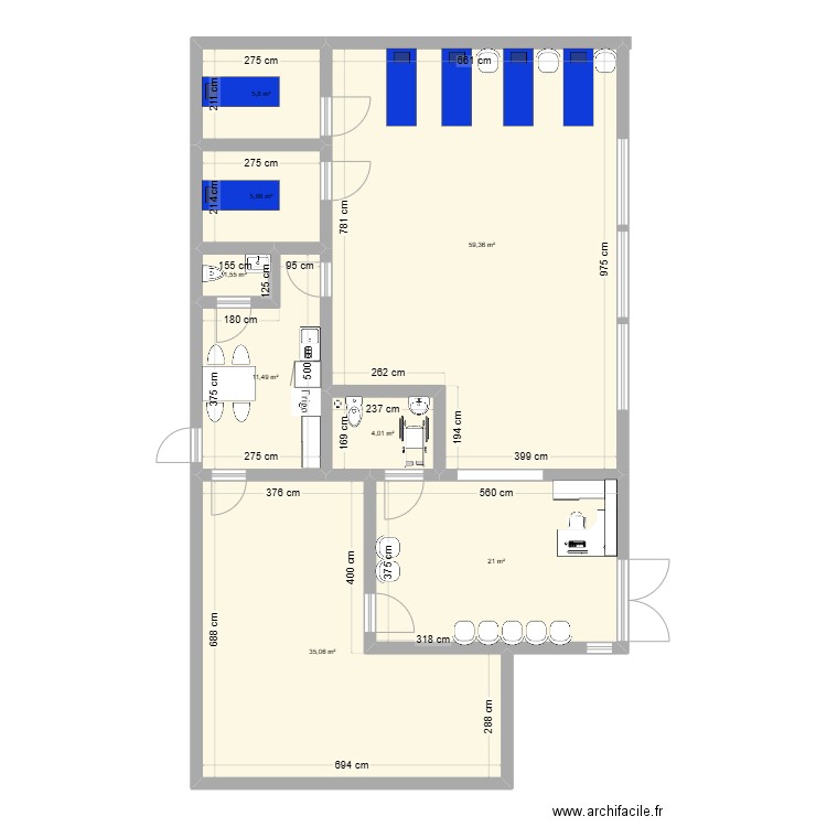 plan 2. Plan de 8 pièces et 144 m2