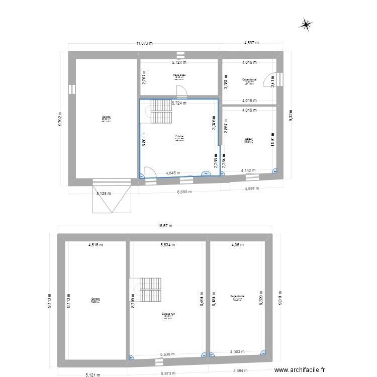 Plan de niveau - RDC. Plan de 8 pièces et 244 m2