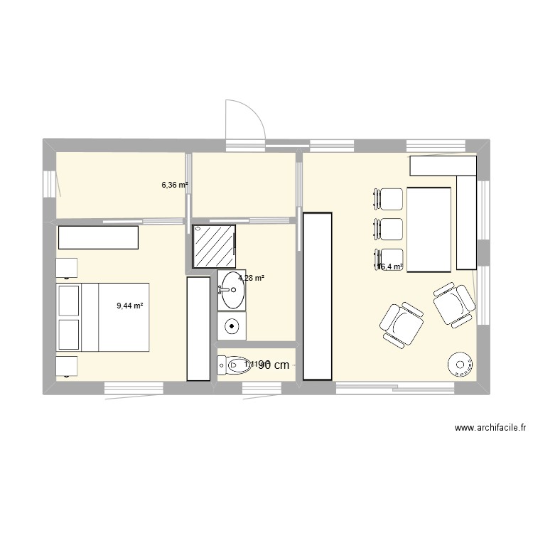 plan éco maison. Plan de 5 pièces et 38 m2