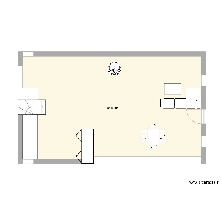 maison. Plan de 1 pièce et 55 m2