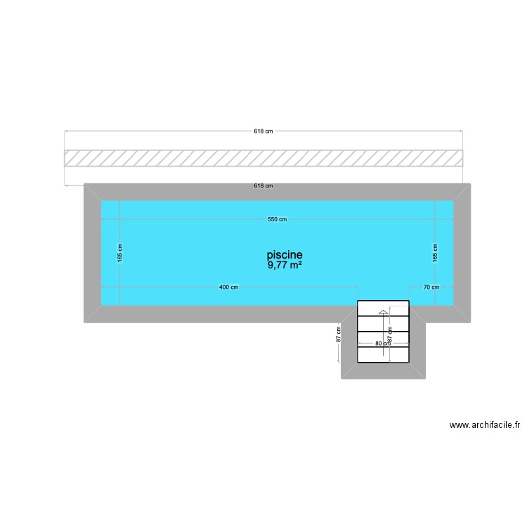 piscine . Plan de 1 pièce et 10 m2