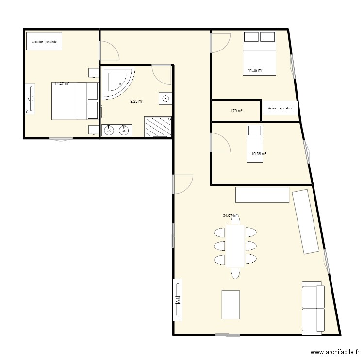 MAISON 3. Plan de 6 pièces et 102 m2