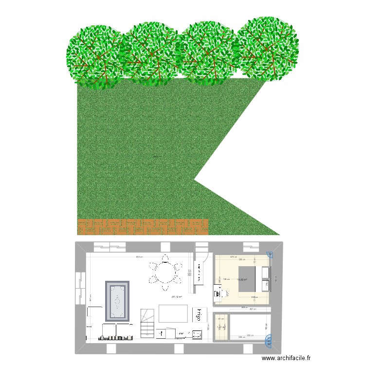 La Grange Ker Ar Rhun 2. Plan de 3 pièces et 73 m2