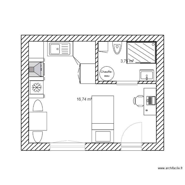 Decpp03-D1. Plan de 4 pièces et 43 m2