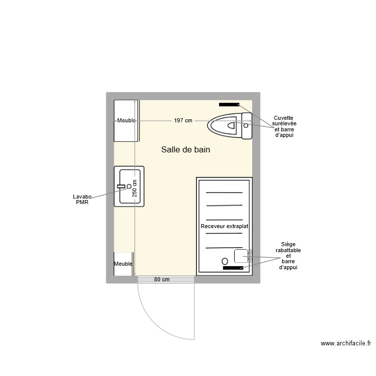 ANDREO SDB Existant. Plan de 1 pièce et 5 m2