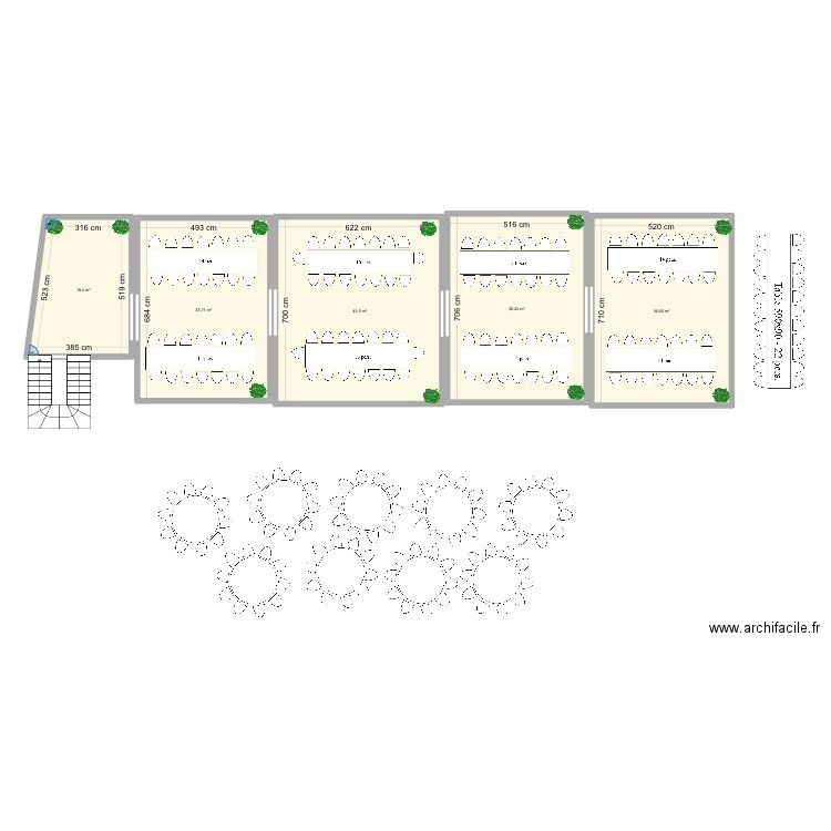 Plan B. Plan de 5 pièces et 174 m2