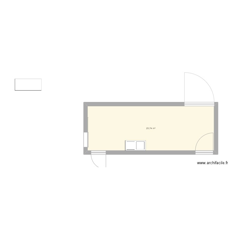 zone de lavage avant . Plan de 1 pièce et 26 m2