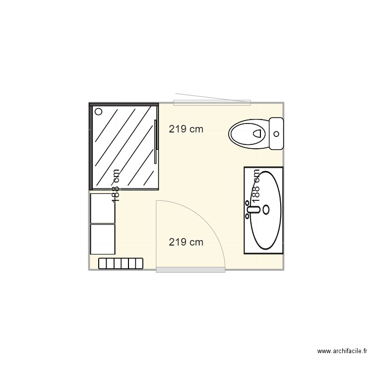 Salle de bain. Plan de 1 pièce et 4 m2